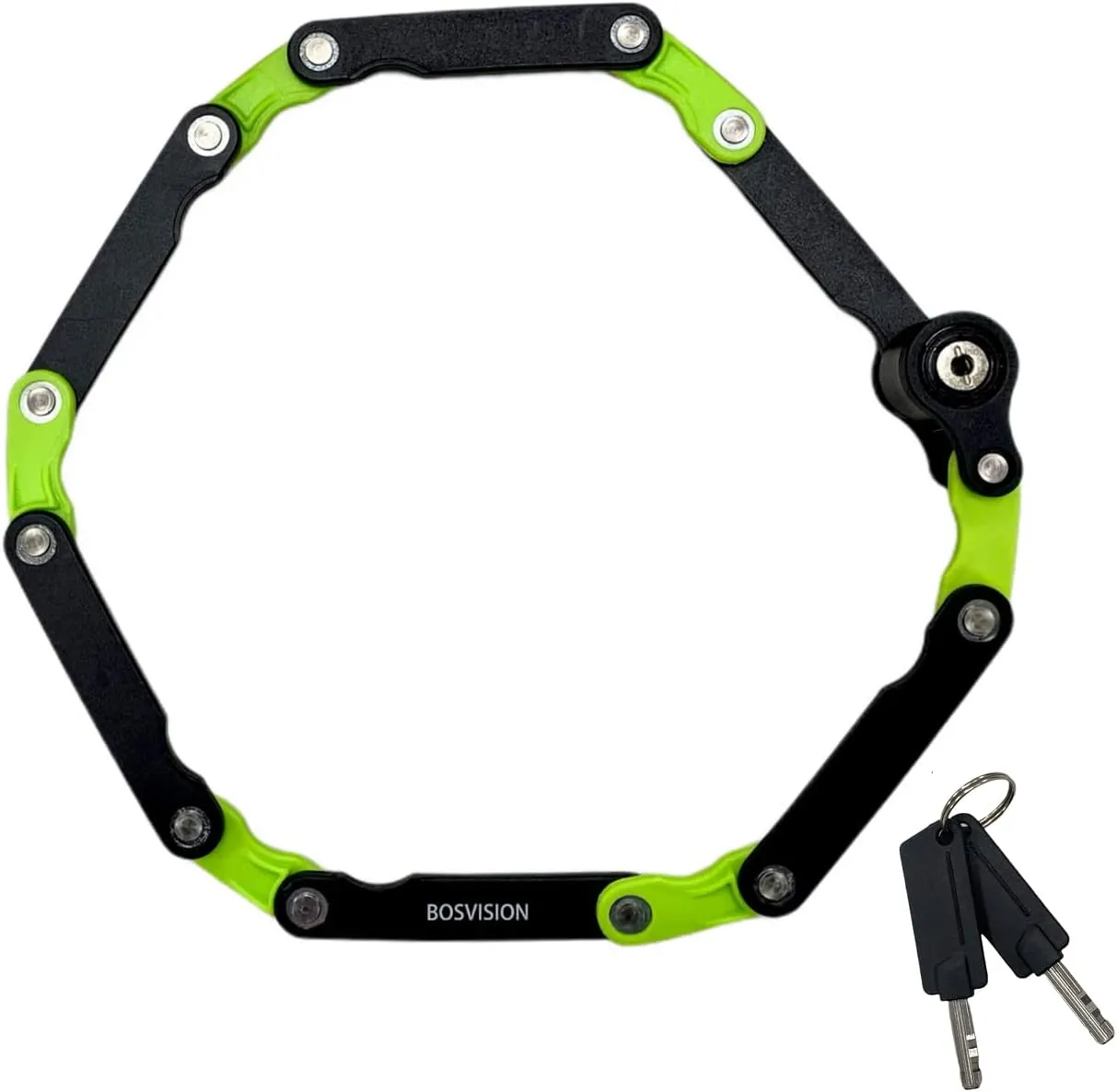 [Bosvision] Folding Bike Lock – Heavy Duty Anti-Theft Bicycle Lock with 12 Hardened Steel Bars (30.7” / 78cm), 2 Disc Keys & Mount Bracket – Compact, Drill-Resistant, Frame-Safe