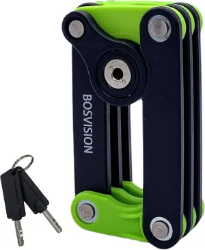 [Bosvision] Folding Bike Lock – Heavy Duty Anti-Theft Bicycle Lock with 12 Hardened Steel Bars (30.7” / 78cm), 2 Disc Keys & Mount Bracket – Compact, Drill-Resistant, Frame-Safe