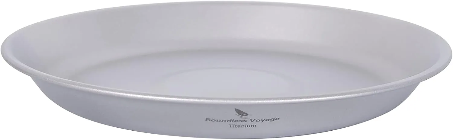Boundless Voyage Ultralight Titanium Bowl Pan Plate Dish with Carry Bag Outdoor Camping Portable Tableware Cookware (Ti1111T (Shallow Plate))