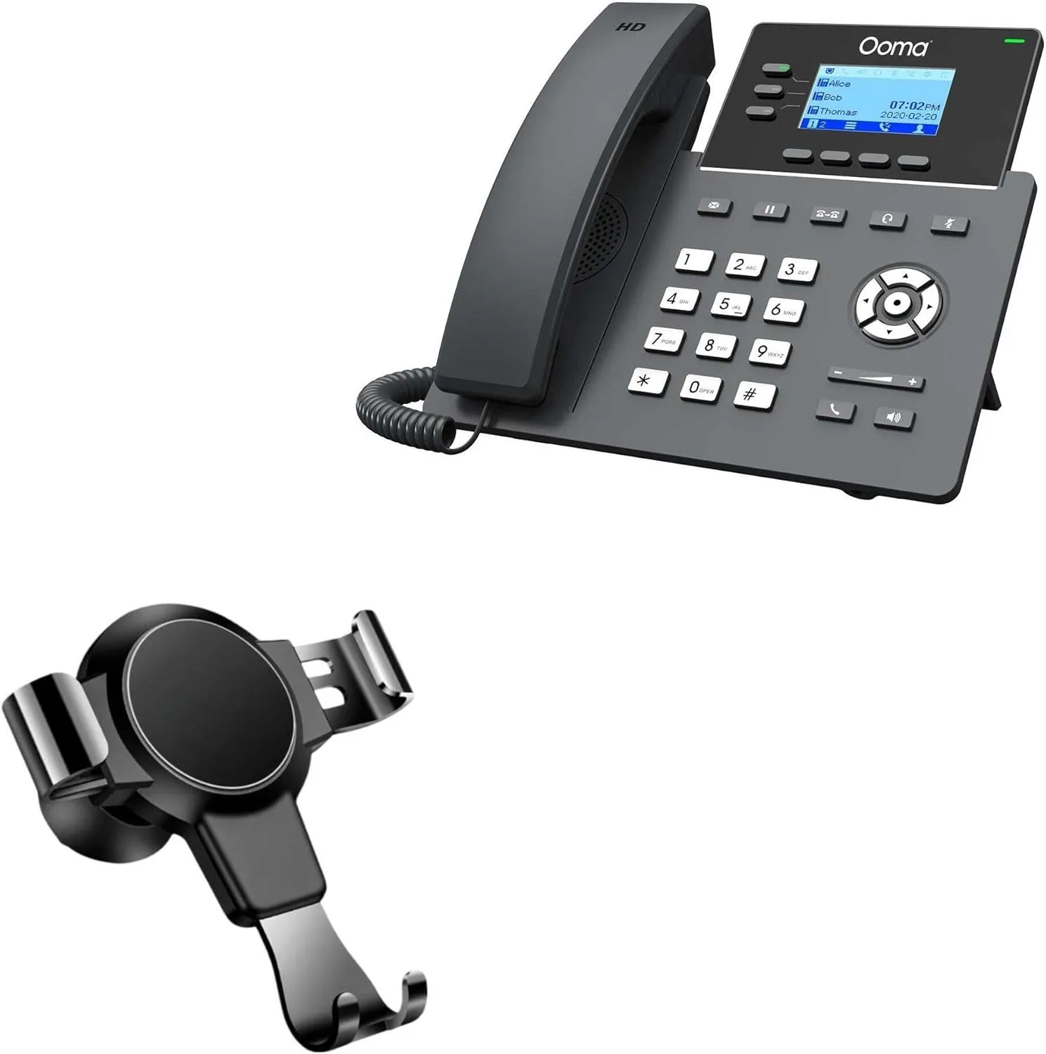 BoxWave Car Mount Compatible with Ooma 2603 IP Phone - X-Switch Car Mount, Air Vent Mounted Holder Simple Minimal - Jet Black