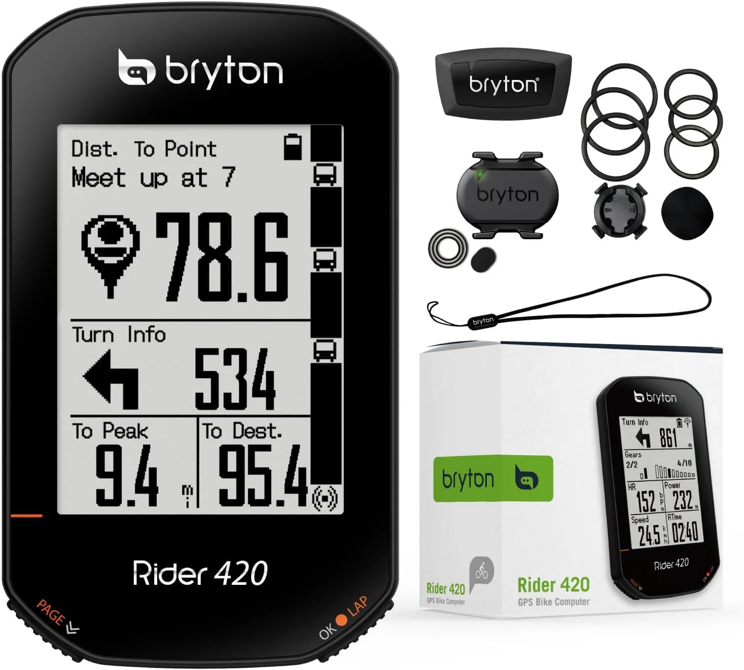 Bryton Rider 420 Wireless GPS Bike/Cycling Computer. Compatible with Bike Radar, 35hrs Long Battery Life, Navigation with Turn-by Turn Follow Track. Bluetooth ANT Bicycle Computer