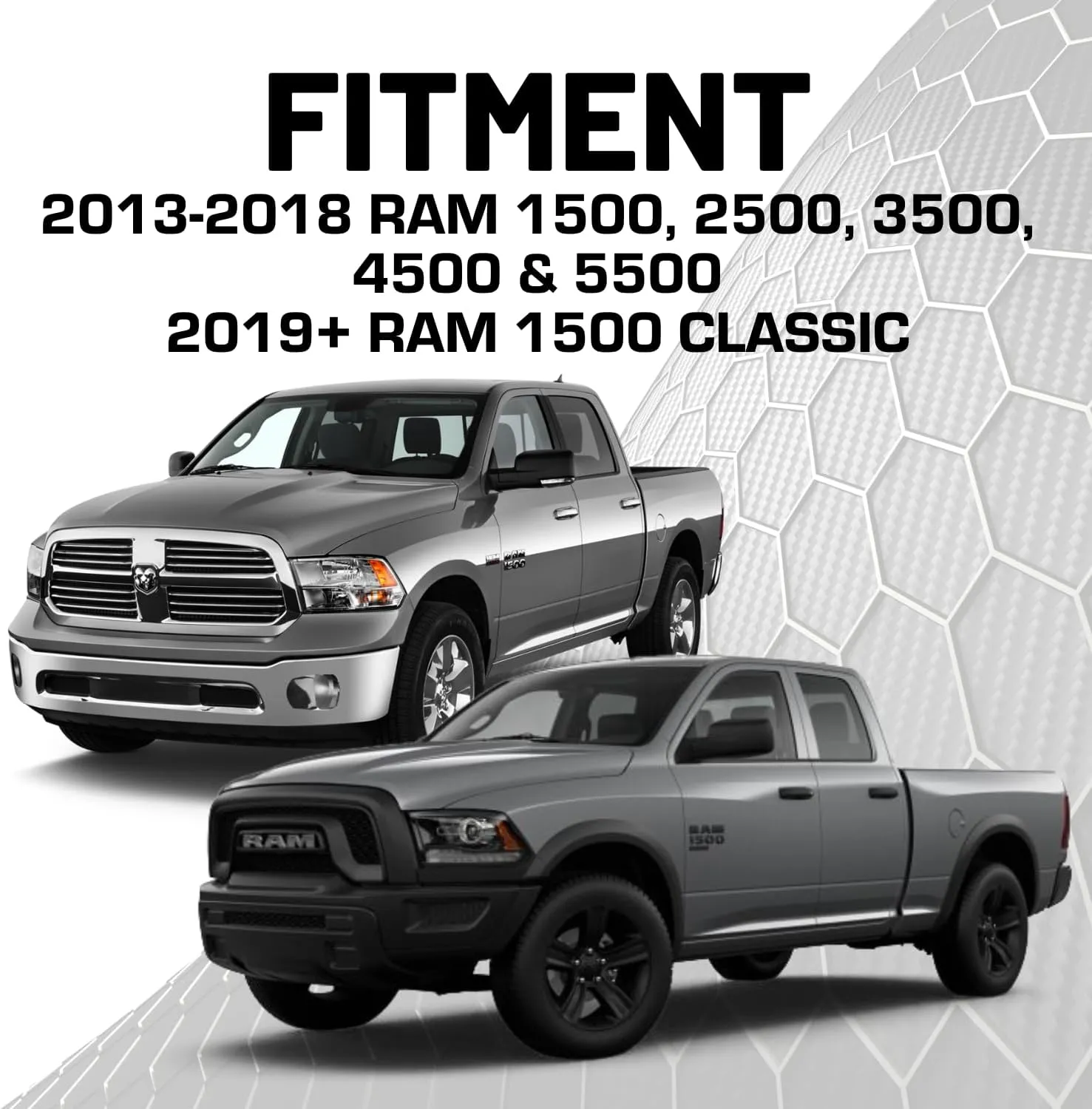 Bulletpoint Metal Dash Mount Cell Phone Holder Compatible with 2013-2018 RAM Truck & 2019  RAM 1500 Classic (RubiGrid)