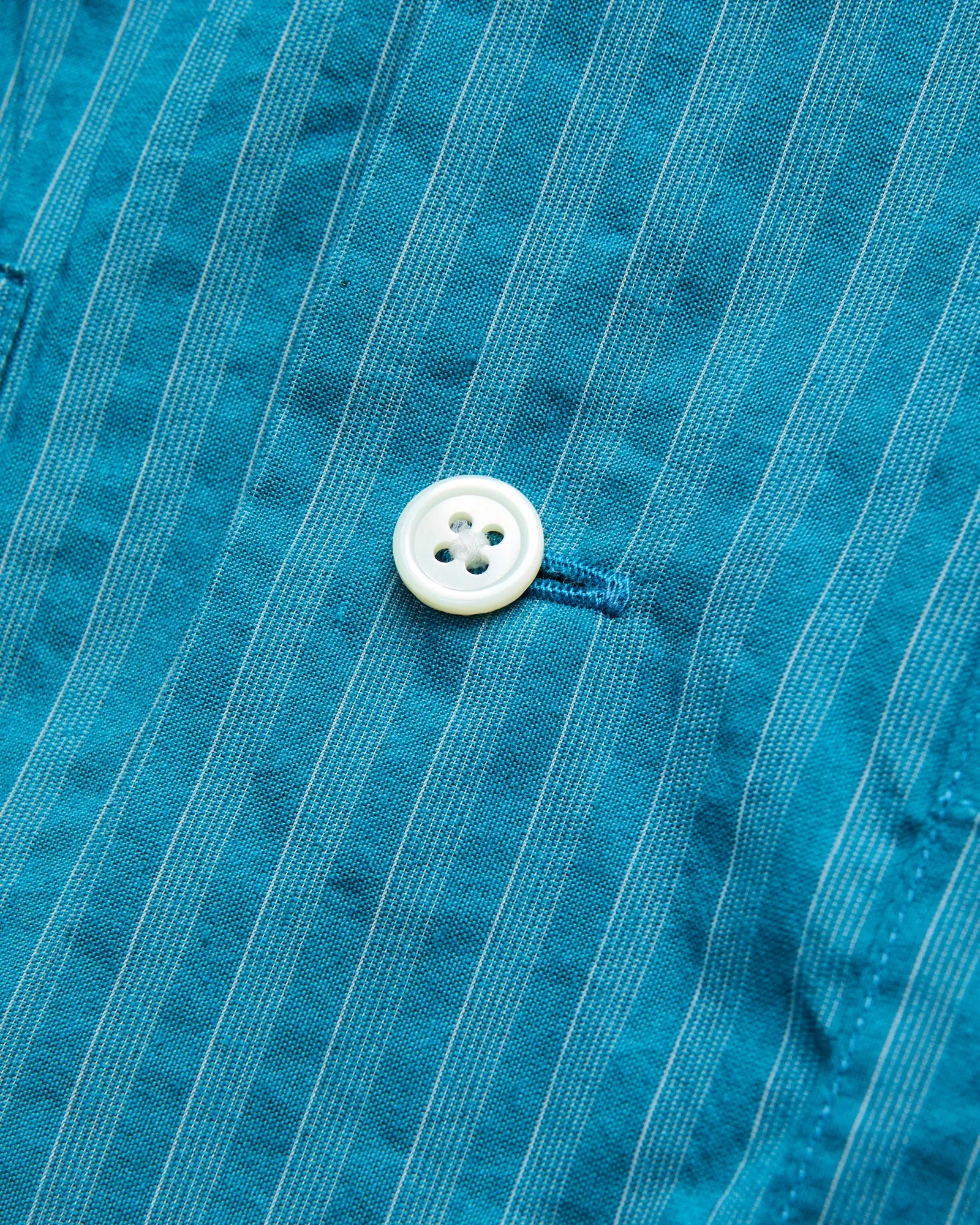 Bumpy Stripe Open Collar Shirt in Blue