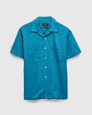 Bumpy Stripe Open Collar Shirt in Blue