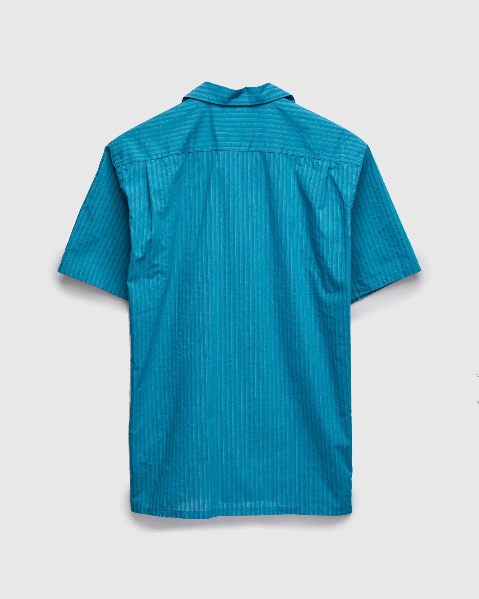 Bumpy Stripe Open Collar Shirt in Blue