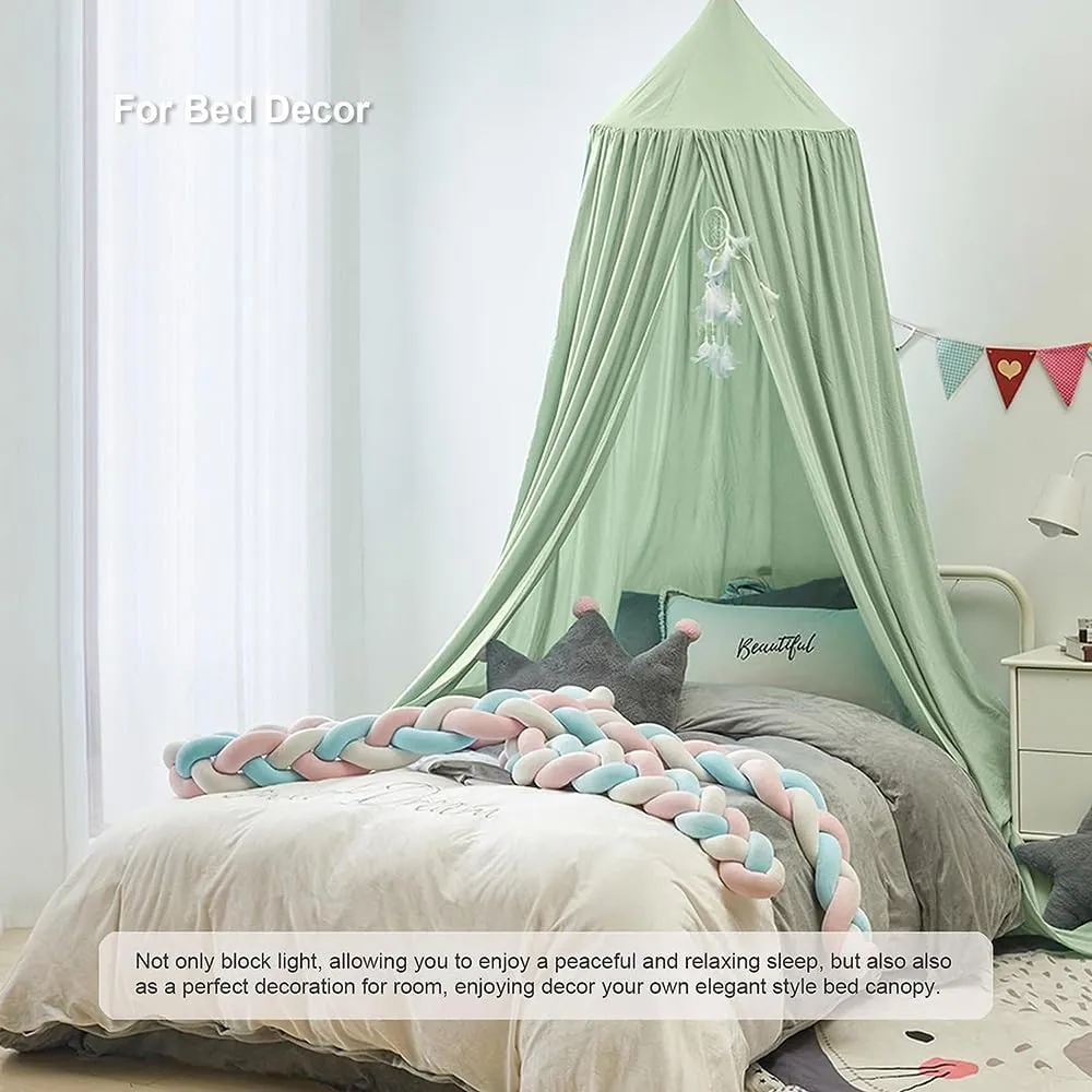 Bunnikins & Clover Bed Canopy for Girls Boys Bedroom Decor, Round Dome Mosquito Net for Baby Crib, Nook Castle Game Tent Nursery Decoration for Child, Play or Reading (Pea Green)
