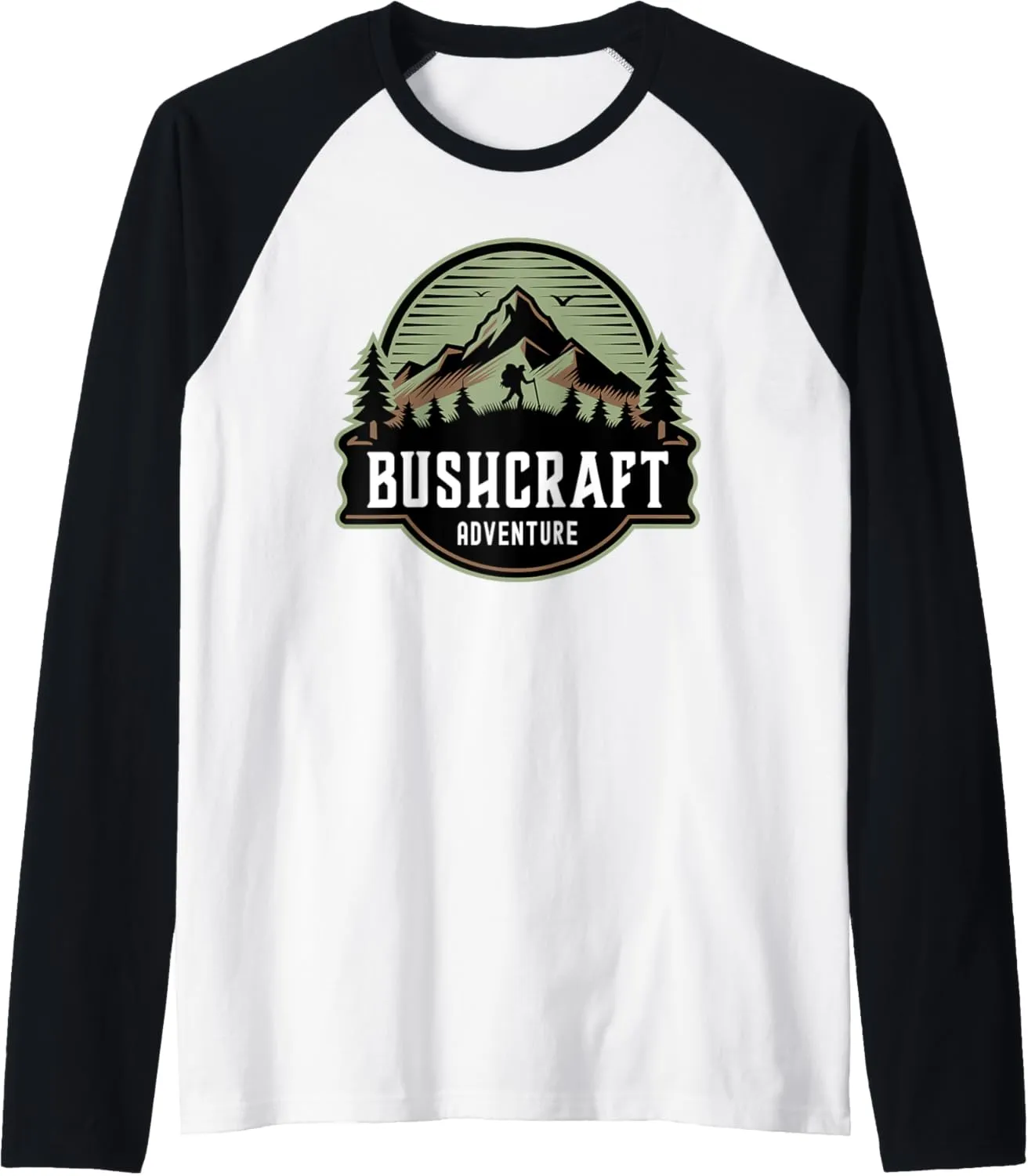 Bushcraft Adventure Outdoor Survival Skills Nature Camping Raglan Baseball Tee