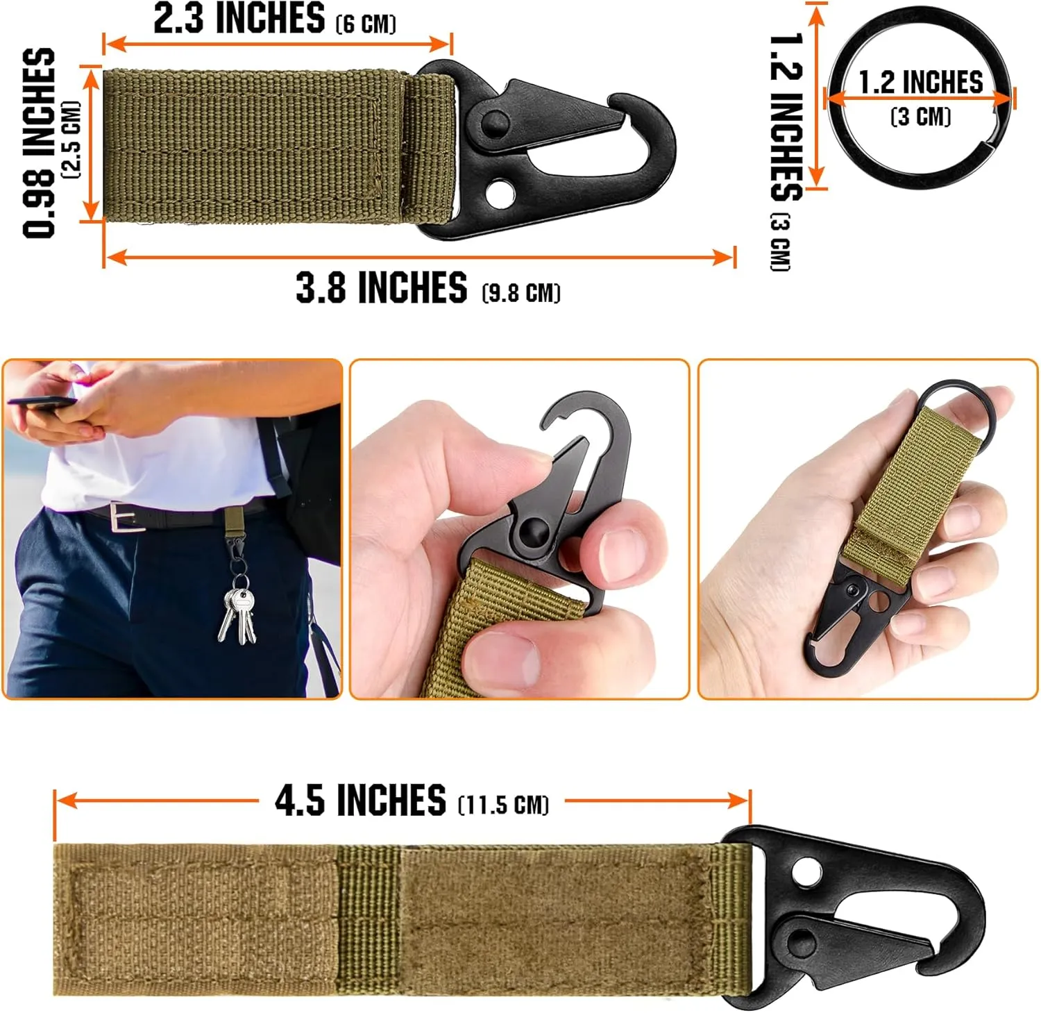 bvya 2 Pack Tactical EDC Pouches, Multi-Purpose Utility Tool Pocket Molle Phone Holster Waist Belt Pouch with U.S. Flag Patch and Tactical Gear Clips