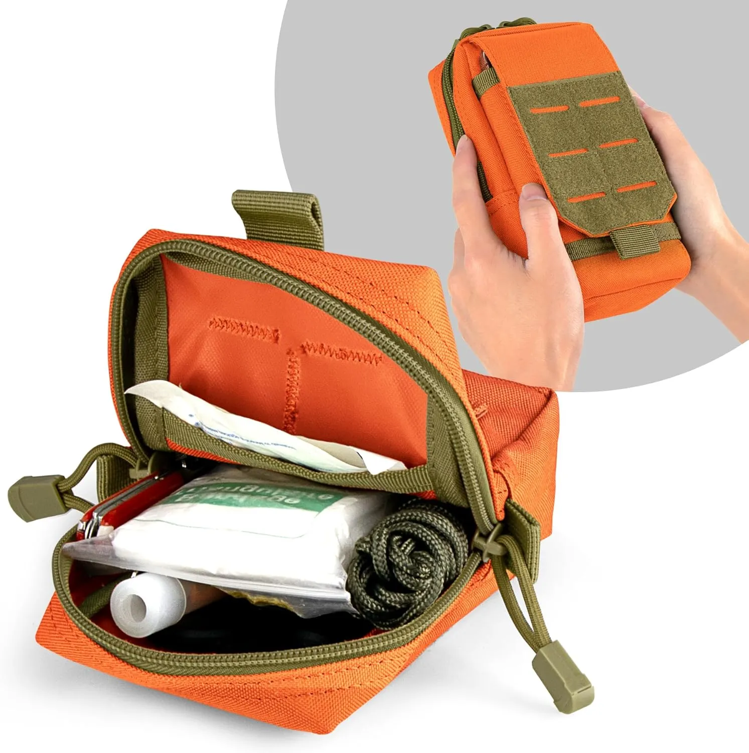 bvya 2 Pack Tactical EDC Pouches, Multi-Purpose Utility Tool Pocket Molle Phone Holster Waist Belt Pouch with U.S. Flag Patch and Tactical Gear Clips