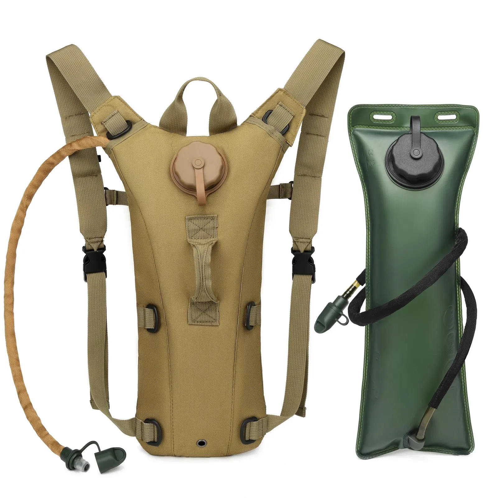 Camel Back Tactical Hydration Water Pack Backpack Water-proof Nylon Water Bag with 3 Liter Bladder for Hiking Cycling Climbing