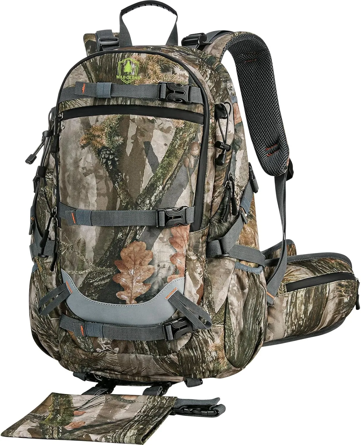 Camo Hunting Backpack for Men, 35L Durable Hunting Pack, 600D Daypack with Rain Cover, Interal Frame Support