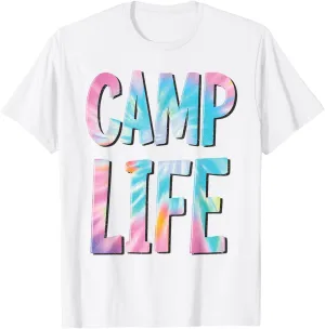 Camp Life Tie-Die Summer Top for Girls Summer Camp Tee Shirt T-Shirt