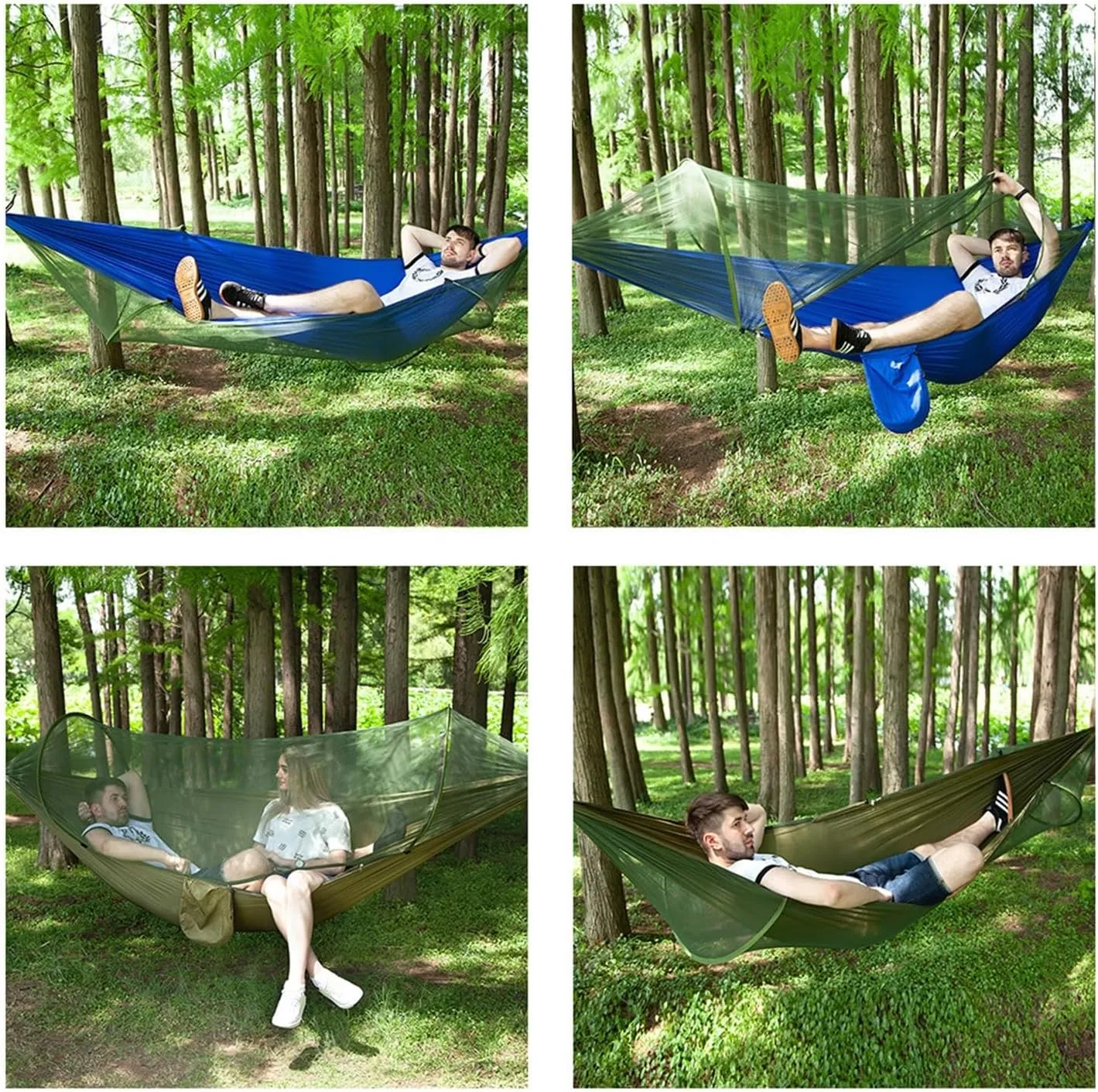 Camp Portable Outdoor Camping Hammock 1-2 Person Go Swing with Mosquito Net Hanging Bed Ultralight Tourist Sleeping Hammock Strong (H S250x120cm)