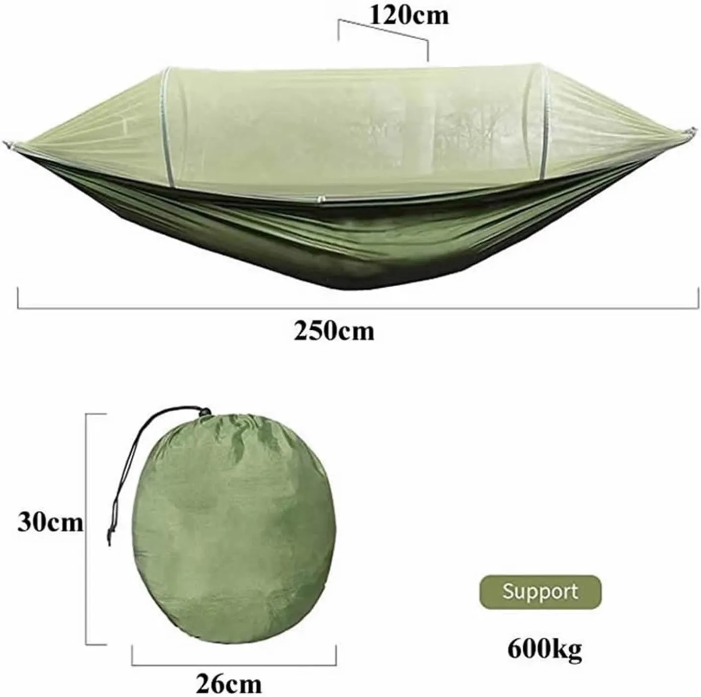 Camp Portable Outdoor Camping Hammock 1-2 Person Go Swing with Mosquito Net Hanging Bed Ultralight Tourist Sleeping Hammock Strong (H S250x120cm)