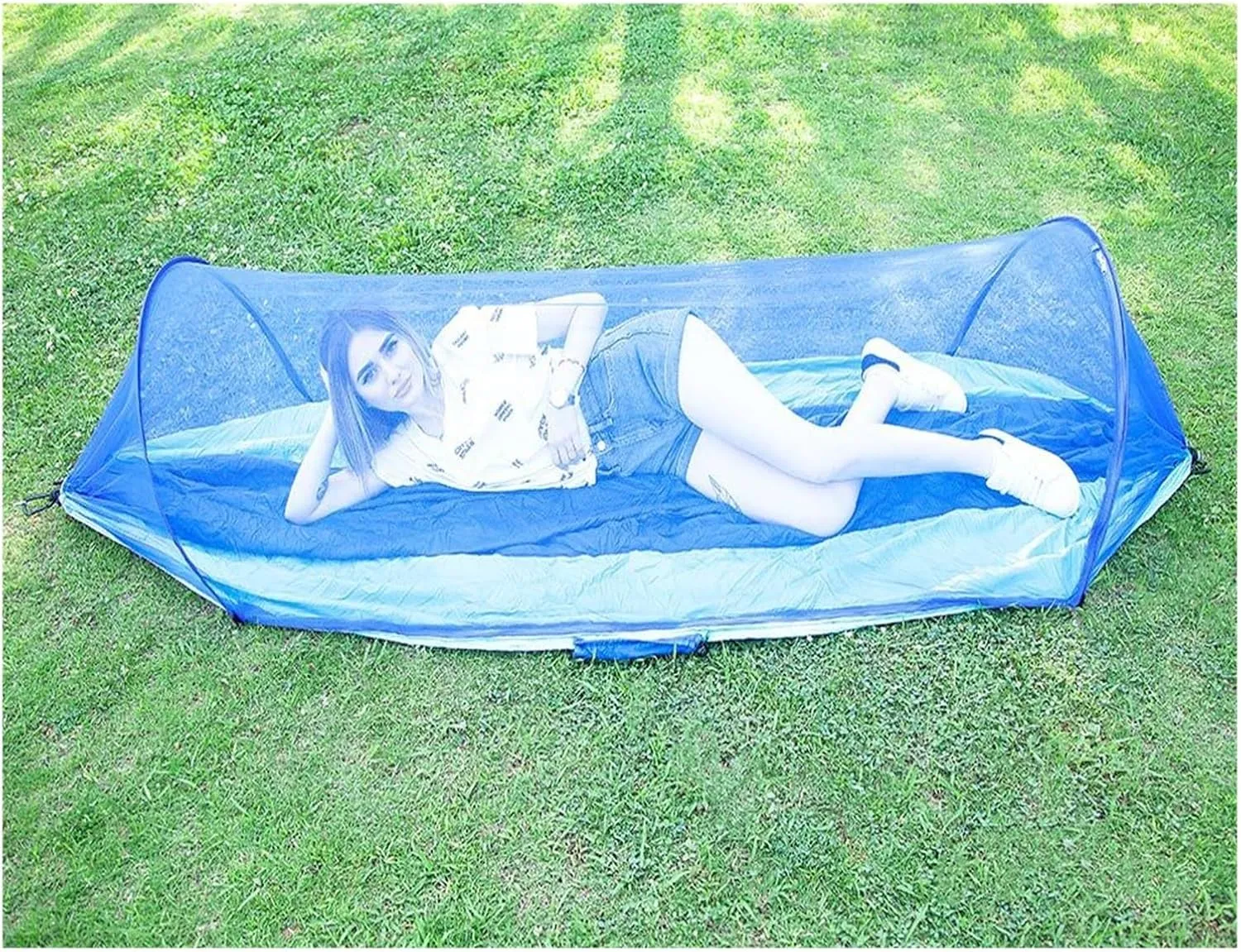 Camp Portable Outdoor Camping Hammock 1-2 Person Go Swing with Mosquito Net Hanging Bed Ultralight Tourist Sleeping Hammock Strong (H S250x120cm)
