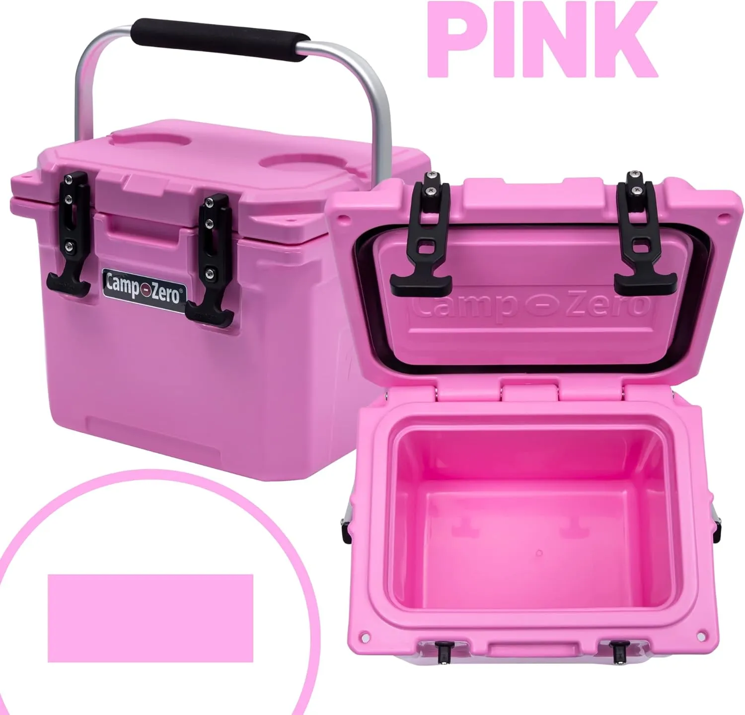 CAMP-ZERO 10L-10.6 Quart Portable Hard Cooler Ice Chest, Perfect for Drinks, Lunch, Beach, Picnics, Boating, Camping and Travel with 2 Molded-in Cup Holders and Folding Aluminum Handle