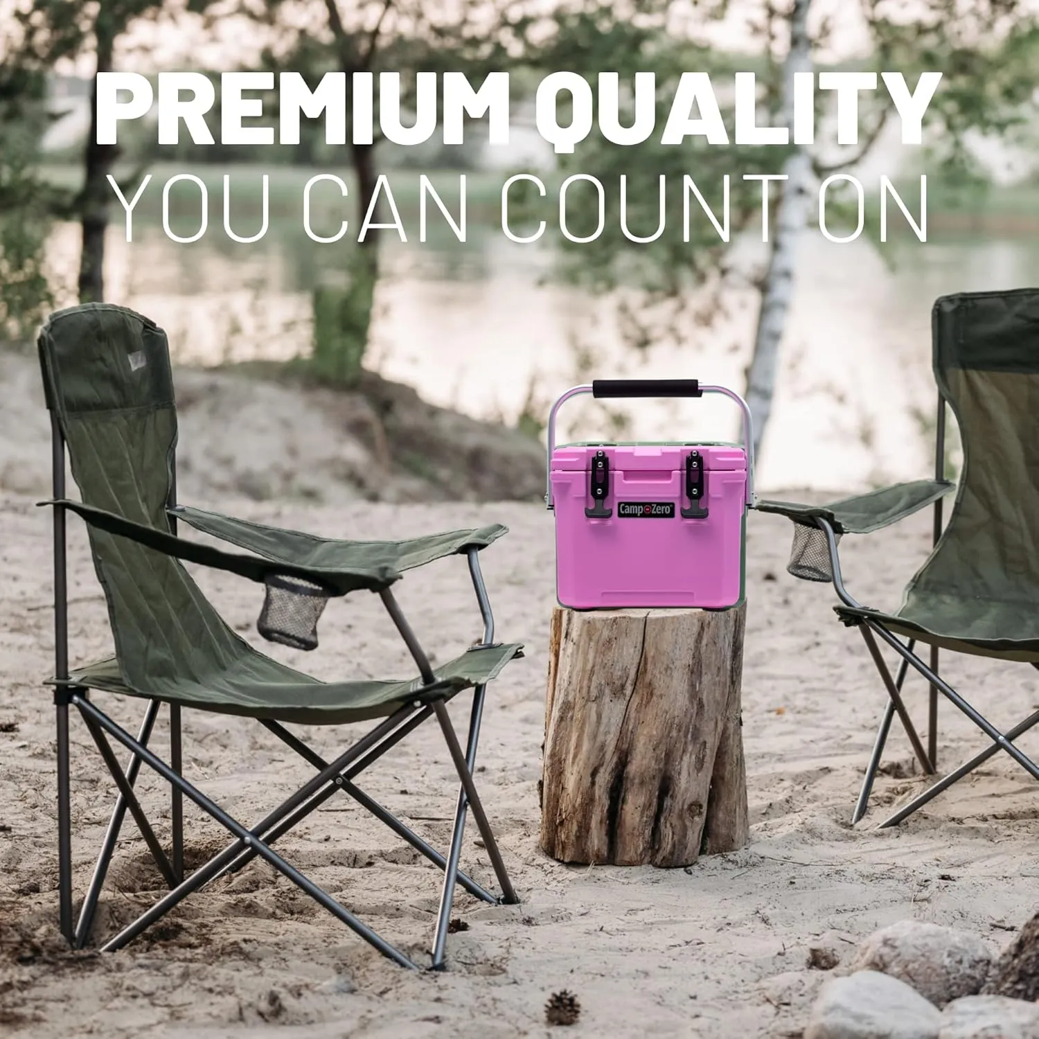 CAMP-ZERO 10L-10.6 Quart Portable Hard Cooler Ice Chest, Perfect for Drinks, Lunch, Beach, Picnics, Boating, Camping and Travel with 2 Molded-in Cup Holders and Folding Aluminum Handle