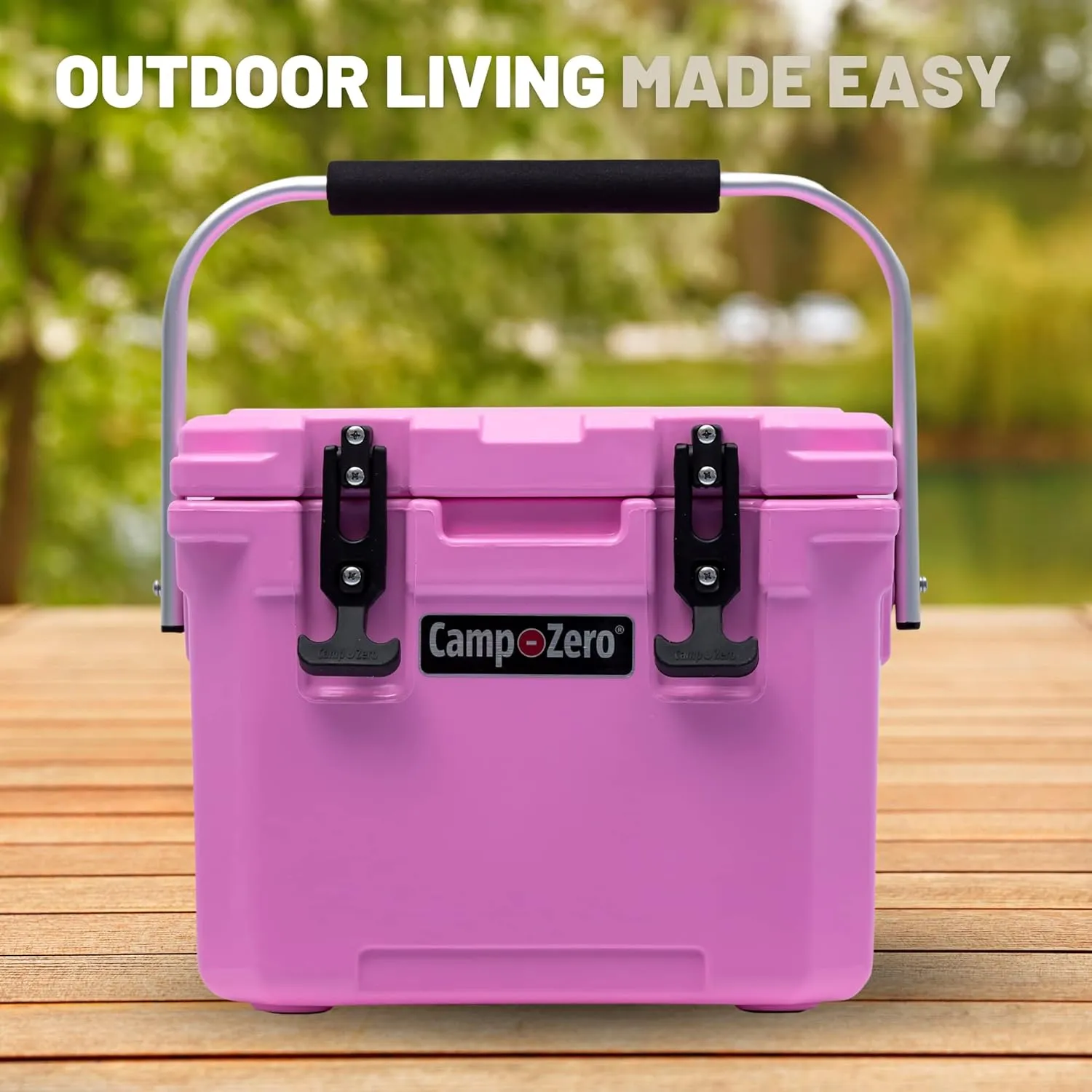 CAMP-ZERO 10L-10.6 Quart Portable Hard Cooler Ice Chest, Perfect for Drinks, Lunch, Beach, Picnics, Boating, Camping and Travel with 2 Molded-in Cup Holders and Folding Aluminum Handle