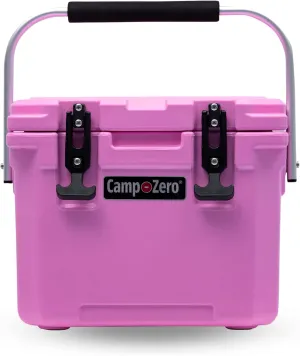 CAMP-ZERO 10L-10.6 Quart Portable Hard Cooler Ice Chest, Perfect for Drinks, Lunch, Beach, Picnics, Boating, Camping and Travel with 2 Molded-in Cup Holders and Folding Aluminum Handle