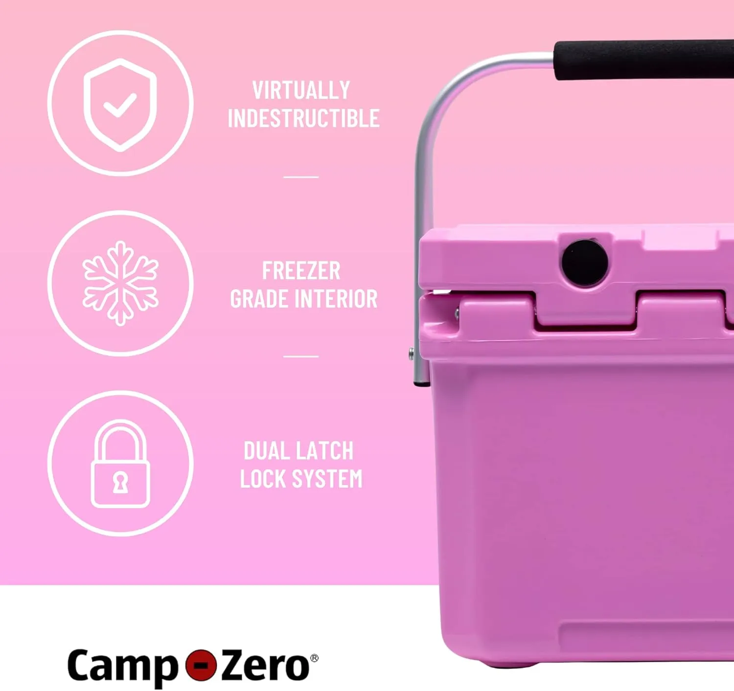 CAMP-ZERO 10L-10.6 Quart Portable Hard Cooler Ice Chest, Perfect for Drinks, Lunch, Beach, Picnics, Boating, Camping and Travel with 2 Molded-in Cup Holders and Folding Aluminum Handle