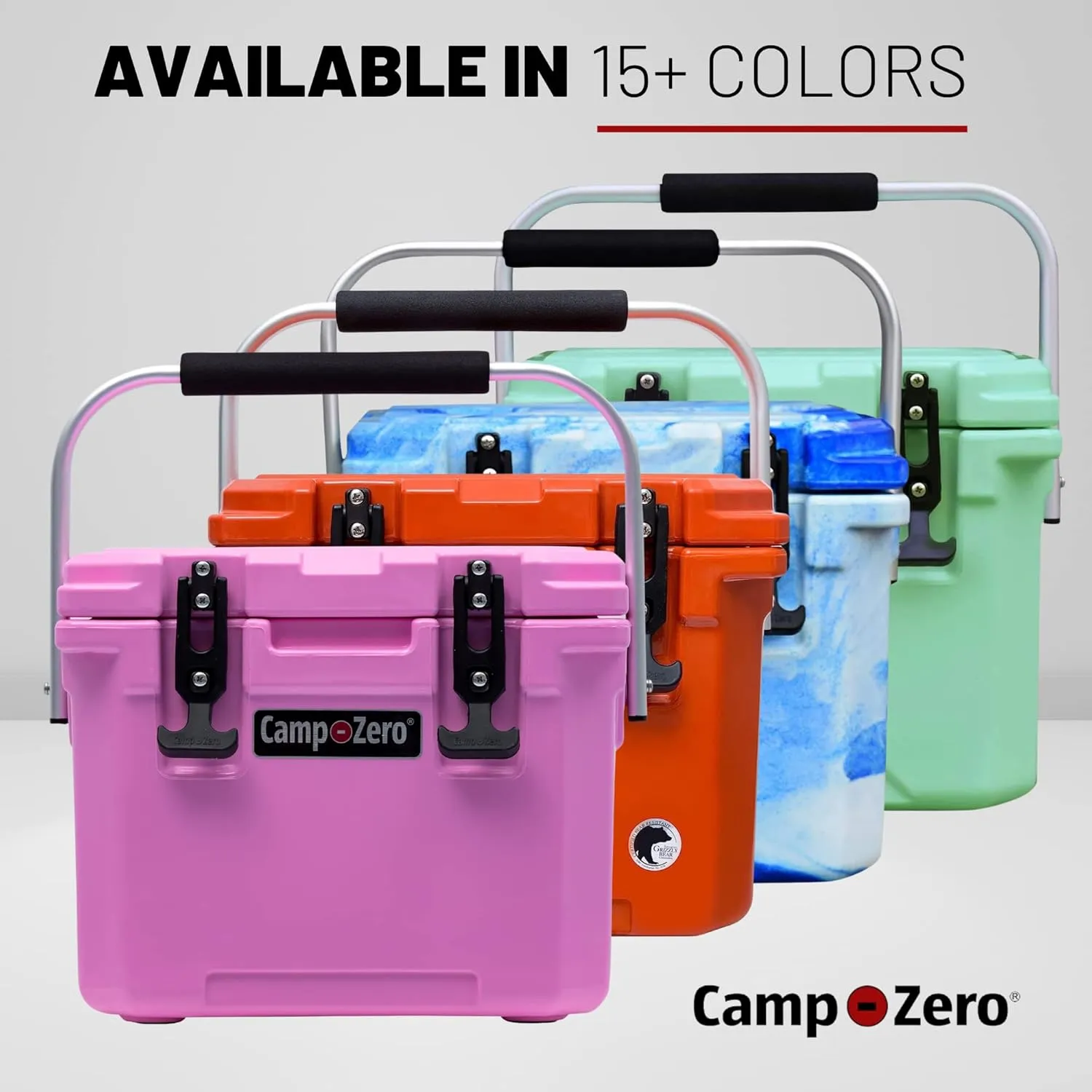 CAMP-ZERO 10L-10.6 Quart Portable Hard Cooler Ice Chest, Perfect for Drinks, Lunch, Beach, Picnics, Boating, Camping and Travel with 2 Molded-in Cup Holders and Folding Aluminum Handle