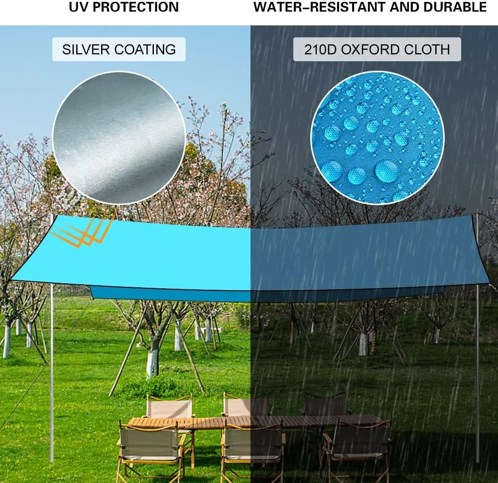 Camping Awning Canopy ion Rain Tarp Sunshade Shelter Picnic Blanket for Camping Hiking Backpacking Picnic Fishing