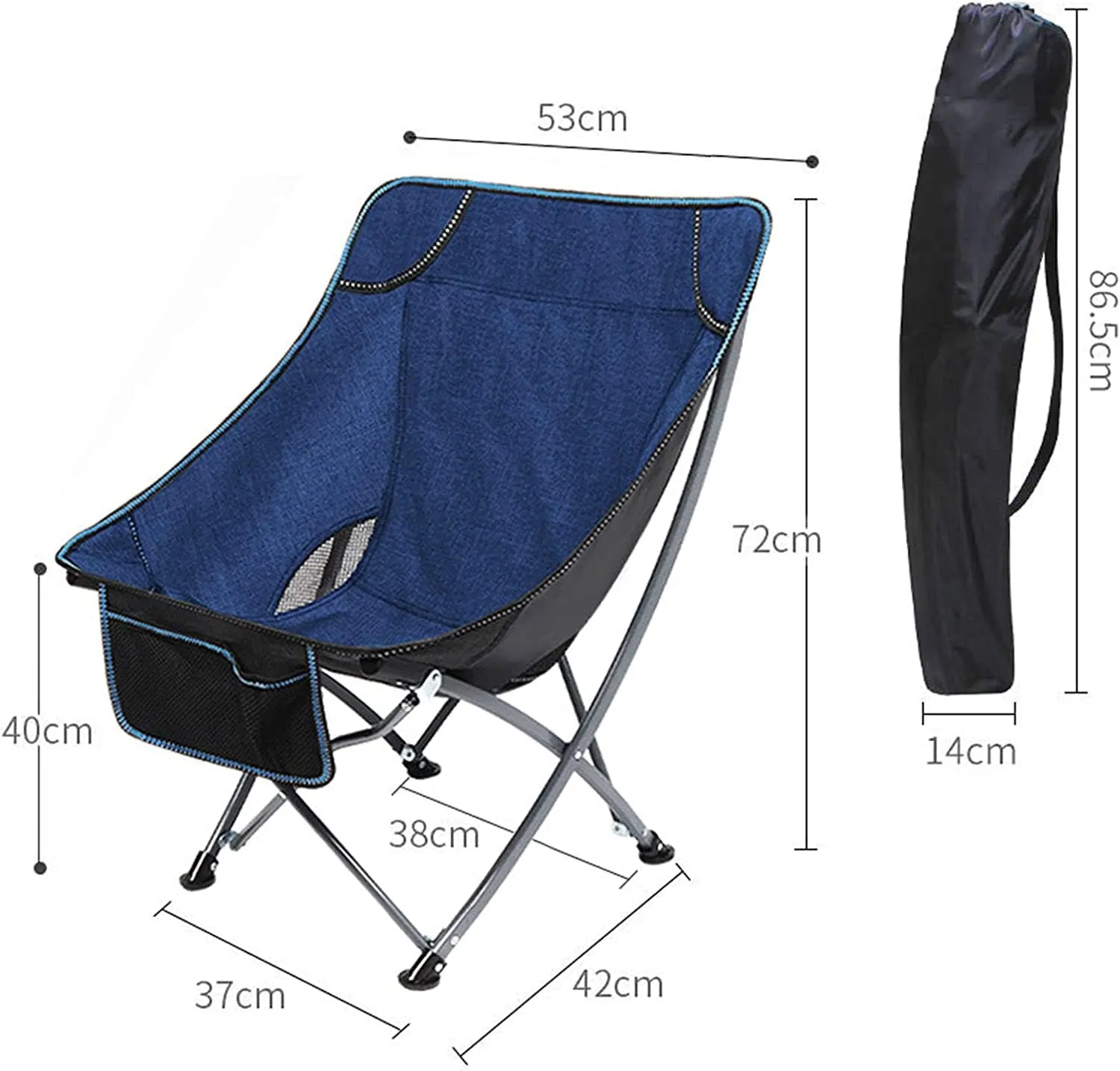 Camping Chair Fishing Chair Folding Chairs Camping Portable Folding Chair With Mesh Side Pocket Backrest Stool Camping Backpacking Chair For Fishing Beach Travel Picnic Lawn Chairs Outside ( Color : B