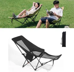 Camping Chair with Nylon Mesh,Breathable，Office Lunch Break Lounge Chair,Ultra-Light and Portable Beach Chair, Fishing Chair for Camping,Outdoor,Fishing Black