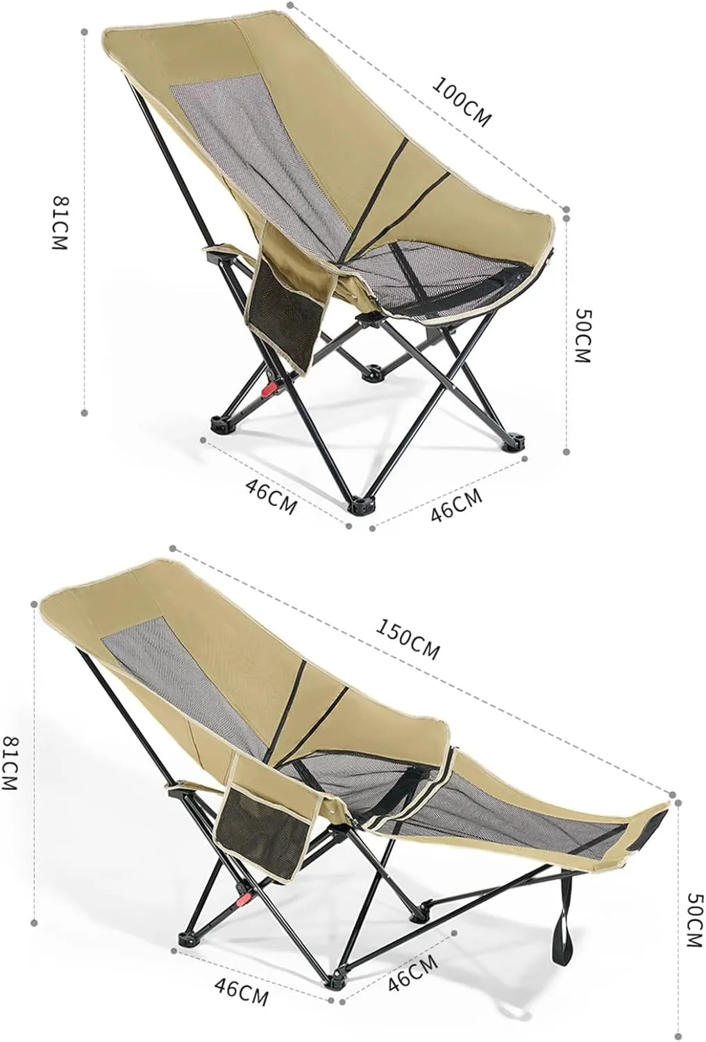 Camping Chair with Nylon Mesh,Breathable，Office Lunch Break Lounge Chair,Ultra-Light and Portable Beach Chair, Fishing Chair for Camping,Outdoor,Fishing Black