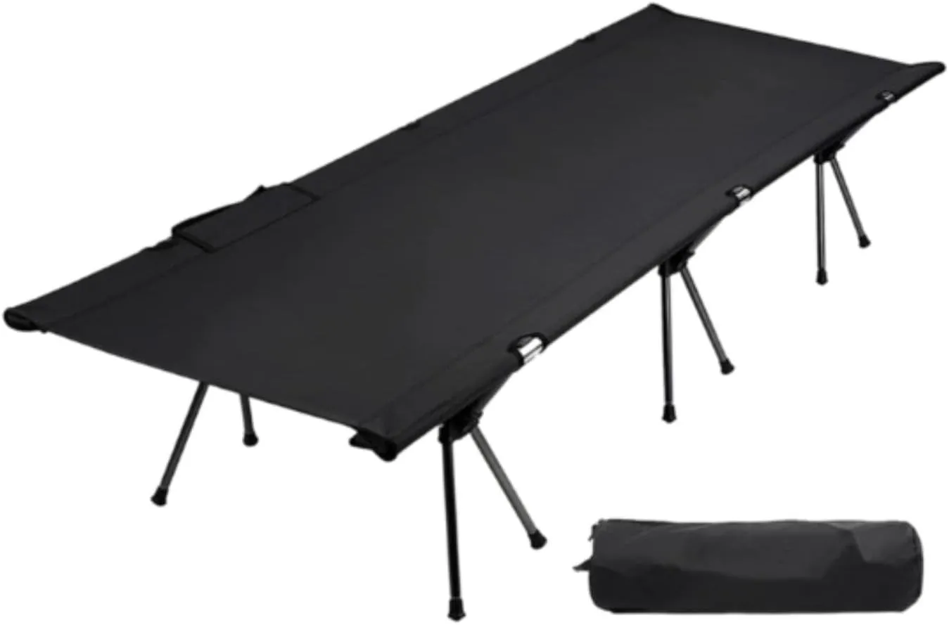 Camping Cot for Adults Kids Ultralight Heavy Duty Patio Chair Sleeping Bed Folding Bed for Dorm Outdoor Household Beach Tent, Black