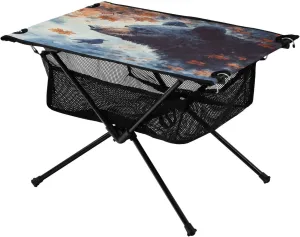 Camping Table Lightweight Portable Folding Table with Mesh Storage Net Bear Crow Ideal for Camping Hiking Beach Picnic Travel Backyard