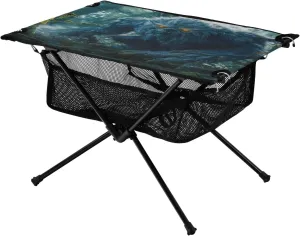 Camping Table Lightweight Portable Folding Table with Mesh Storage Net Blue Gray Orangutan Ideal for Camping Hiking Beach Picnic Travel Backyard