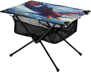 Camping Table Lightweight Portable Folding Table with Mesh Storage Net Eagle Vulture River USA Ideal for Camping Hiking Beach Picnic Travel Backyard