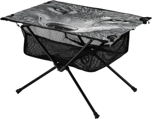 Camping Table Lightweight Portable Folding Table with Mesh Storage Net Fierce Female Wolf Ideal for Camping Hiking Beach Picnic Travel Backyard