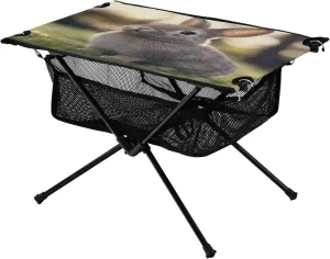 Camping Table Lightweight Portable Folding Table with Mesh Storage Net Grey Rabbit Ideal for Camping Hiking Beach Picnic Travel Backyard