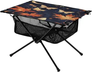 Camping Table Lightweight Portable Folding Table with Mesh Storage Net Maple Leaf Star Moon Ideal for Camping Hiking Beach Picnic Travel Backyard