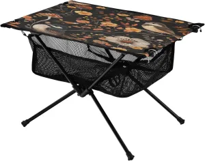 Camping Table Lightweight Portable Folding Table with Mesh Storage Net Mushroom Bird Ideal for Camping Hiking Beach Picnic Travel Backyard
