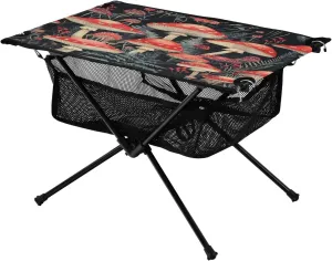Camping Table Lightweight Portable Folding Table with Mesh Storage Net Mushroom Red Black Ideal for Camping Hiking Beach Picnic Travel Backyard