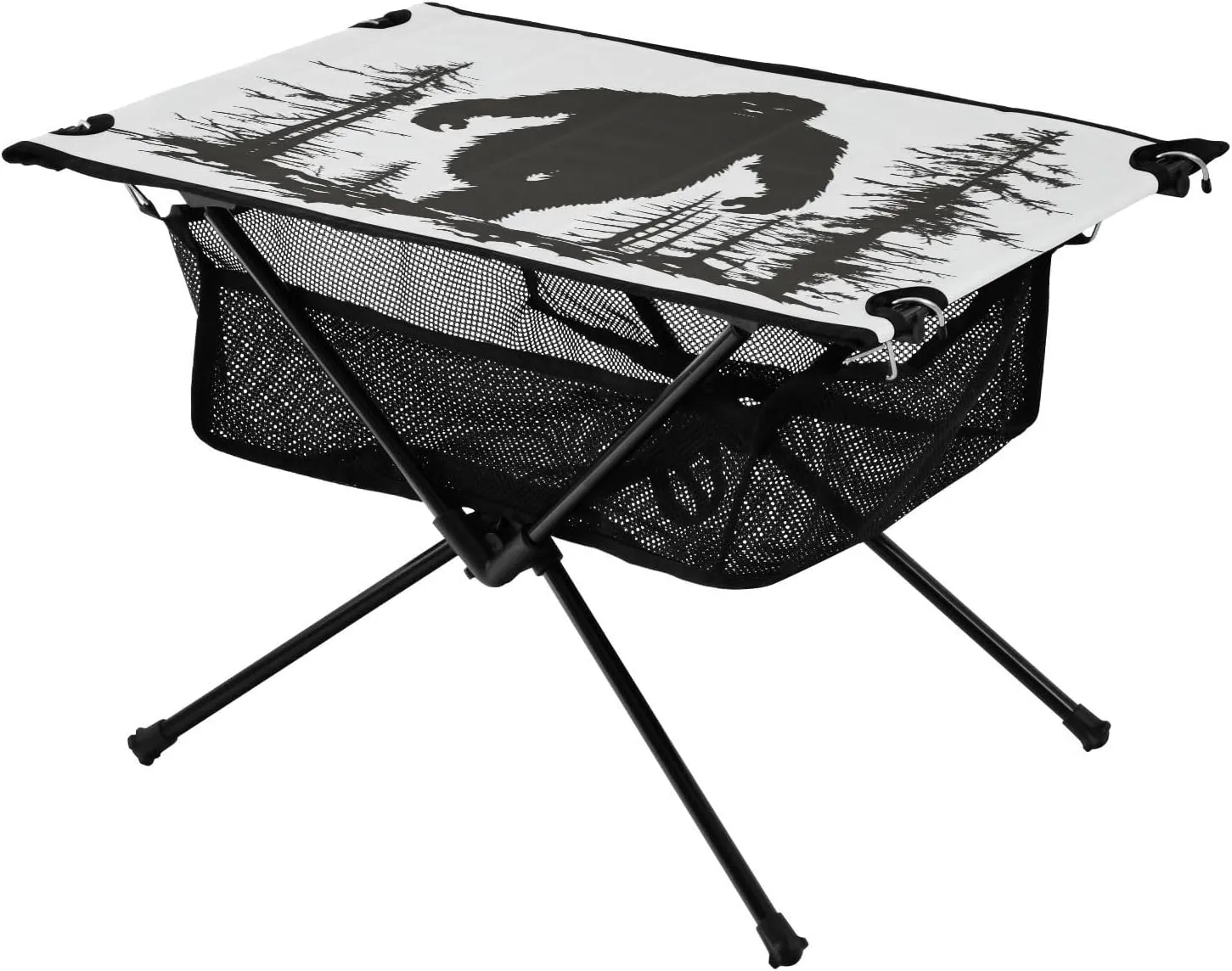Camping Table Lightweight Portable Folding Table with Mesh Storage Net Orangutan Bigfoot Silhouette Ideal for Camping Hiking Beach Picnic Travel Backyard