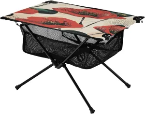 Camping Table Lightweight Portable Folding Table with Mesh Storage Net Poppy Flower Spotted Orange Ideal for Camping Hiking Beach Picnic Travel Backyard