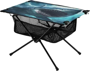 Camping Table Lightweight Portable Folding Table with Mesh Storage Net Shark Deep Sea Ideal for Camping Hiking Beach Picnic Travel Backyard