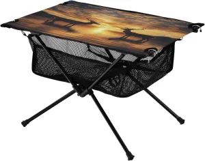 Camping Table Lightweight Portable Folding Table with Mesh Storage Net Two Deer Ideal for Camping Hiking Beach Picnic Travel Backyard