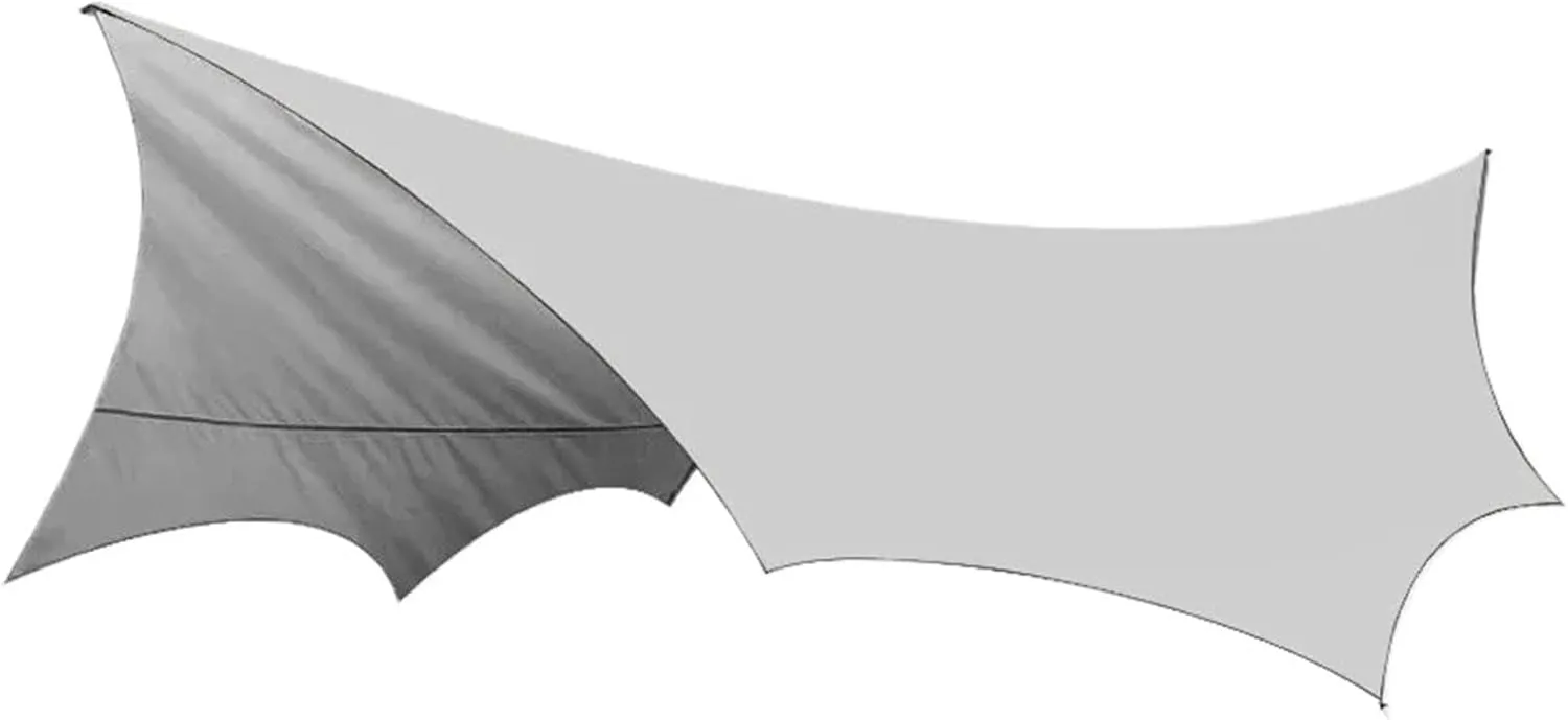Camping Tarp,Camping Ground Sheet,Camping Tent Tarp 5.1x5.1m Large Camping Tarp Octagon Butterfly Outdoor Sun Shelter Awning Tent Shade Sunshade(Light Grey)