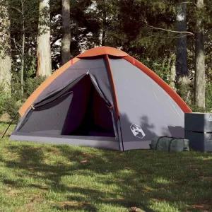 Camping Tent Dome 4-Person Grey and Orange Waterproof3,15KG