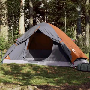 Camping Tent Dome 4-Person Grey and Orange Waterproof4,3KG