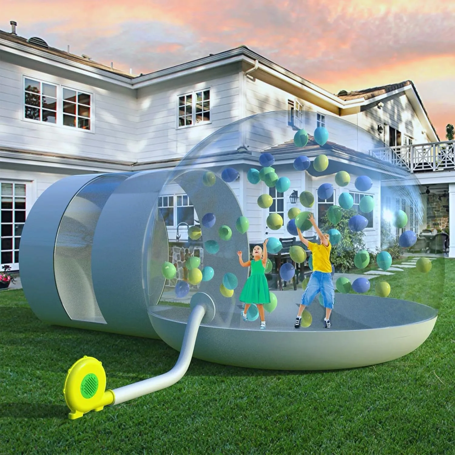 Camping Tent Transparent D-ring Single Tunnel Bubble House Dome Camping House with Blower Inflatable Bubble Tent, for Indoor/outdoor Family Backyard Camping Festivals Stargazing