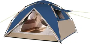 Camping-Tents Windproof Family Tent 4 Person Dome Tent Portable Waterproof Tents Ventilated Mesh Windows for All Seasons Blue