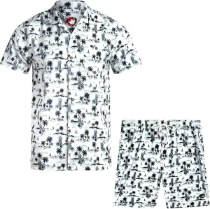 CANADA WEATHER GEAR Men's Beach Wear Set - 2 Piece Camp Hawaiian Shirt and Swim Shorts Vacation Outfit Set (Sizes: S-2XL)