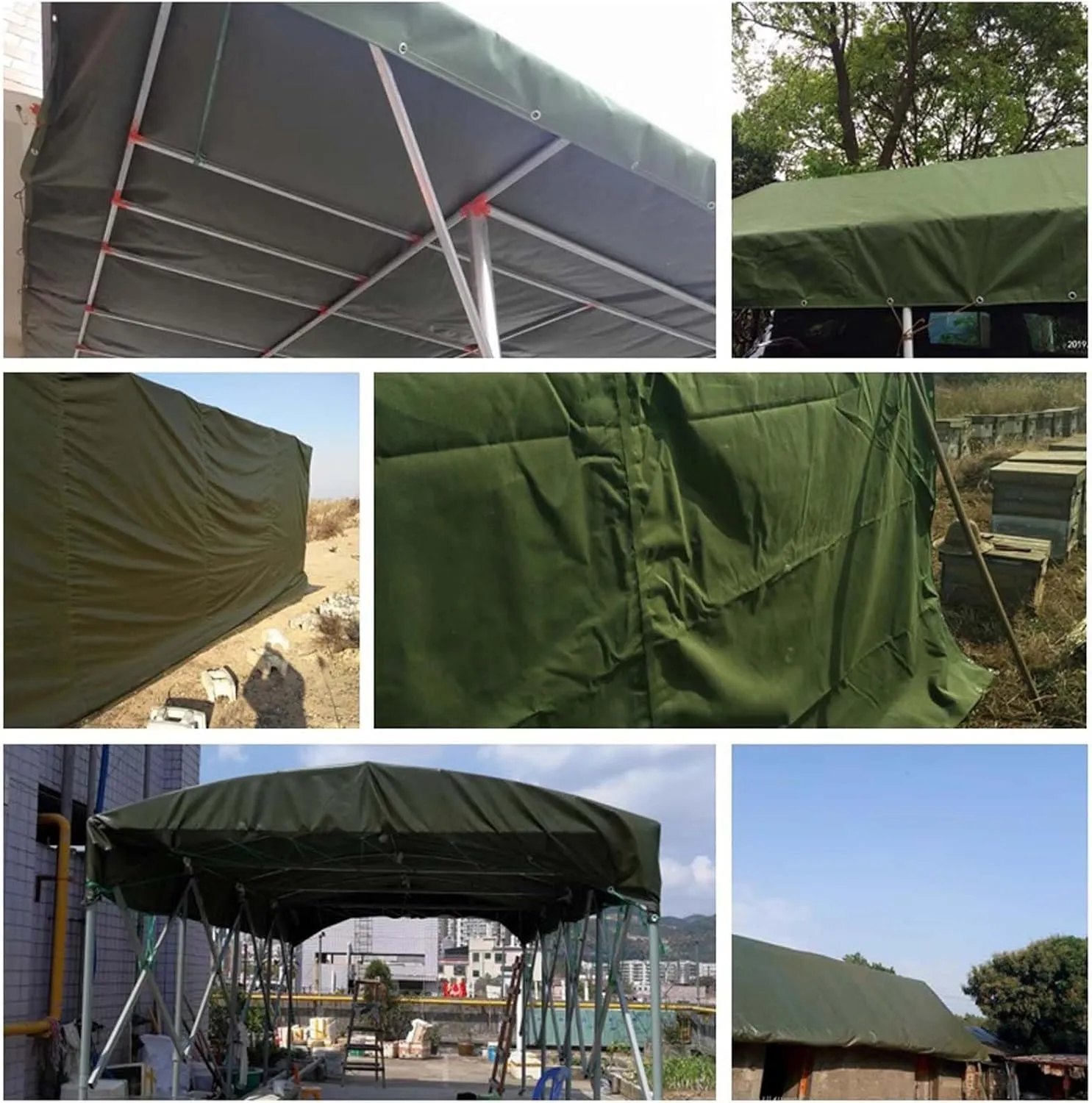 Canvas Tarp 4x4ft, Tarpaulin with Eyelets,Tarps Heavy Duty Waterproof, Windproof, Rainproof, Tarp Outdoors Truck Tarp, for Car, Roof, Boat, Camp, Woodpile