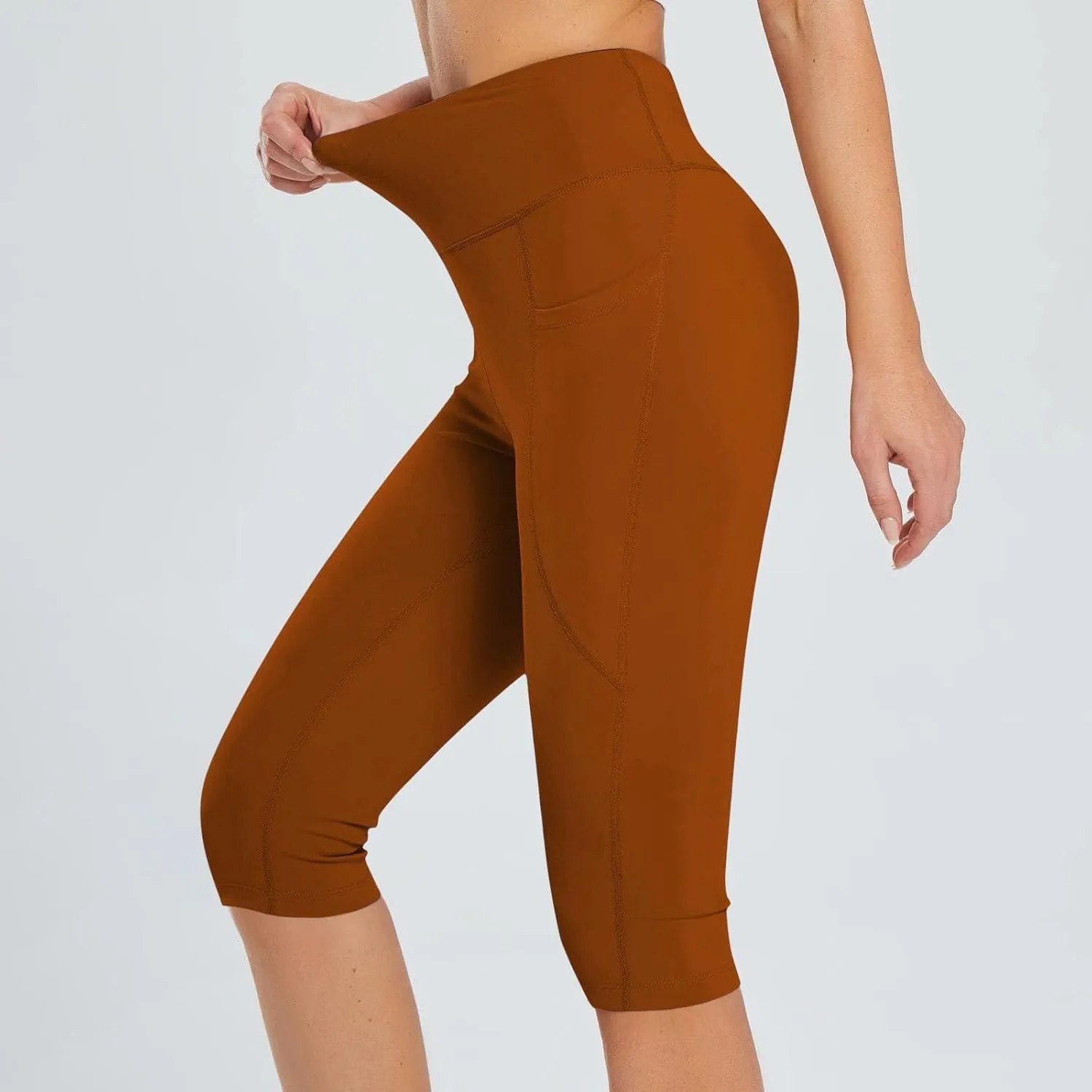 Capris Pants for Women High Waist | Tummy Control Straight Leg Yoga Pants with Pockets Workout Yoga Shorts